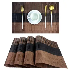 Pigchcy 674862089390 Placemats Durable For Dining 4 Brown