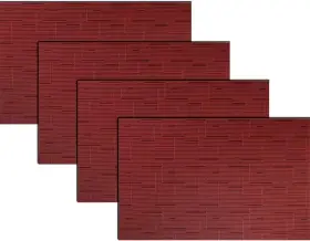 Pigchcy 674862145645 Placemats Washable Durable Vinyl Woven 4pcs Red - Burgundy