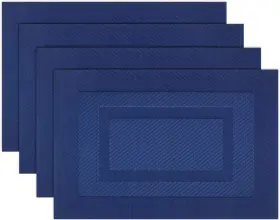 Pigchcy 749390594361 Placemats Washable Vinyl Woven Table 4pcs Blue - Navy