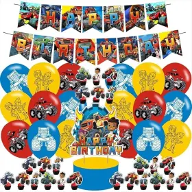 Pinuo 754671680367 Blaze And The Monster Themed Birthday Party Supplies Set Happy Banne