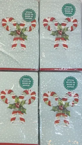 Pioneer Woman 011179844524 The Christmas Candy Cane Party 96ct Large Paper Napkins Total