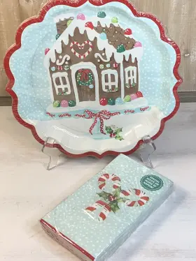 Pioneer Woman 011179844531 The Christmas Gingerbread Party Paper Plates Napkins Holiday