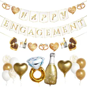 P0028 Pirese Happy Engagement Banner Just Engaged Decorations