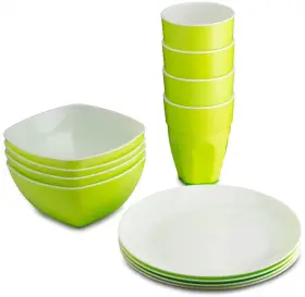 Plasti Home 708744180483 Reusable Plastic Dinnerware Set 12pcs Inch Ideal For Kids. Fancy Hard Pla