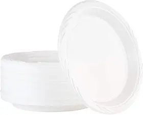 Plasticpro 684758143129 100 Count Disposable 10 Inch White Plastic Plates