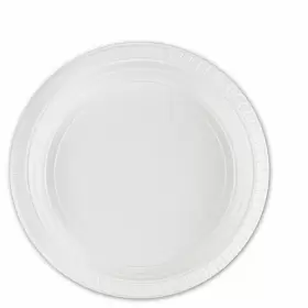 Plasticpro 684758145970 7 Inch Round Plastic Plates Microwaveable Disposable White Dinnerware 100