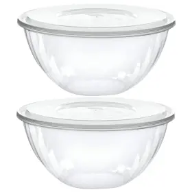 Plasticpro 684758147608 Disposable 48 Ounce Round Crystal Clear Plastic Serving Bowls With Lids Part