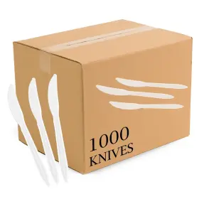 Plasticpro 684758147752 Cutlery Plastic Knives Medium Weight Disposable Silverware White 1000 Count