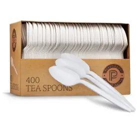 Plasticpro 684758148025 Cutlery 400 Mediumweight White Disposable Plastic Tea Spoons