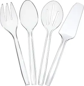 Plasticpro 684758149343 Disposable Plastic Serving Utensils Set Of Clear