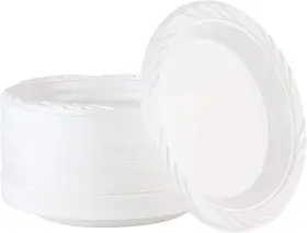 Plasticpro 744759736826 100 Count Disposable 6 Inch White Plastic Dessert Plates