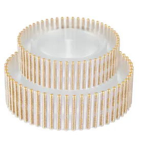 B0dt2g5fdg Plasticpro 64 Piece Combo Plastic Dinner Plates Disposable Fancy Heavy D