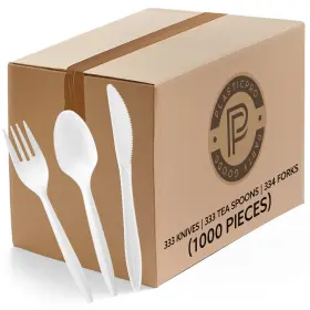 Bs-104 Plasticpro Cutlery Plastic Combo Sets Medium Weight Disposable Silverware White 1000 Count