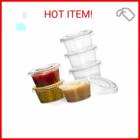 Plastimade 842233113535 Clear Disposable Plastic Portion Cups With Lids 100 Sets - 2 Oz C