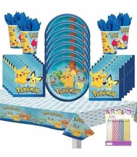 Pkemndlx9 Pokemon Pok Mon Party Supplies Pack Serves 16 Dinner Plates Napkins Cups And Table C
