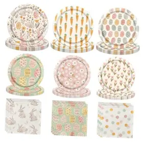 Polugucy 717325381638 60pcs Easter Plates And Napkins With Bunny Eggs Hunt Carrots Party Polugucy 717325381638 60pcs Easter Plates And Napkins With Bunny Eggs Hunt Carrots Party