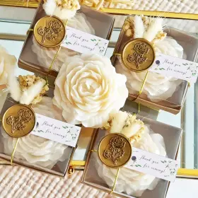 Mdlz-10 Poranlem Peony Candles Party Favors With Gift Box Set Of 10 Floral Shaped Nature Soy W
