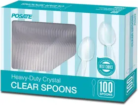 Posate 711181367881 Heavyweight Plastic Spoons Clear 100 Count