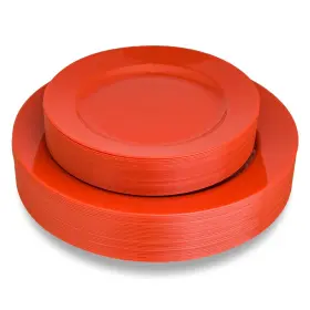 Posate 788499912263 60pcs Red Disposable Plastic Plates Heavy Duty For Wedding/party 30p