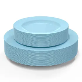 Posate 788499912287 60pcs Baby Blue Disposable Plastic Plates Heavy Duty For Wedding/party 30