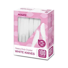 Posate 788499912324 Heavyweight Plastic Knives White 100 Count