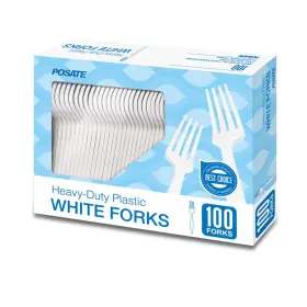 Posate 791715504234 Heavyweight Plastic Forks White 100 Counts