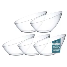 43216-134338 Posh Setting Crystal Clear Disposable Hard Plastic Bowls 5-pack Medium Angled Party