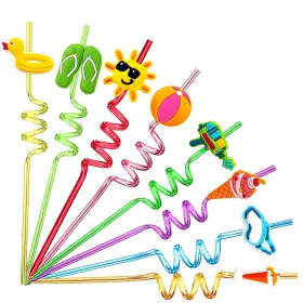 Pozzolanas 746957844402 24 Beach Drinking Straws Ball Pool Summer Birthday Party Supplies Favor