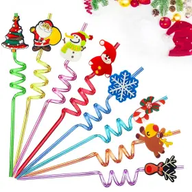 Pozzolanas 753853646740 24 Pcs Reusable Straws For Christmas Theme Party Birthday Decorations With 2