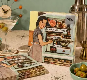 Ppd 021766080668 Vintage Cocktail Napkins Retro Humor Make Your Own Damn Dinner 20 Ct Nip Ppd 021766080668 Vintage Cocktail Napkins Retro Humor Make Your Own Damn Dinner 20 Ct Nip