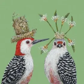 Ppd 021766225328 New Vicki Sawyer 40 Paper Napkins 5x5 Inch Folded Gift First Date Birds Green
