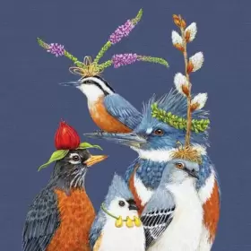 Ppd 021766230094 Vicki Sawyer 40 Paper Napkins Birds 5x5 Inch Folded Germany Party Friends Blue