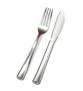 Precisely Plastic 719975696841 200 Silver Cutlery Premium Quality Fancy Disposable Polished 100 For