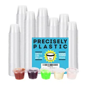 Precisely Plastic 860002464565 1 000 Sets - 1oz Disposable Souffle/portion Cups With Lids Bulk Per