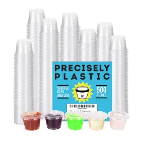 Precisely Plastic 860002464596 500 Sets - 1oz Disposable Souffle/portion Cups With Lids Bulk Perfe