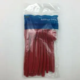 Wm014493 Premium Assorted Cutlery 2 Packs Red Set Lightweight 48 Classic Knives Forks Spoons
