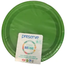 Preserve Products 631740060018 Plate Set 8 10.5 Inch Green Recycled Plastic Bpa Free Reusable Made In Usa
