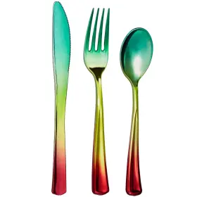 114113 Prestee 120 Plastic Silverware Set Rainbow Cutlery Disposable Silverw