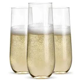 Prestee 810117523466 48 Pack Heavy Duty Stemless Plastic Champagne Flutes 9 Oz - Clear Disposable