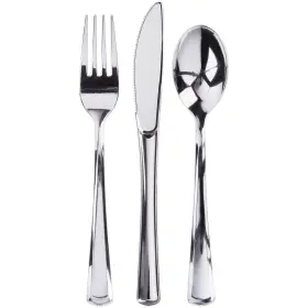 Prestee 819796024387 300 Plastic Silverware Set - 100 Silver Cutlery