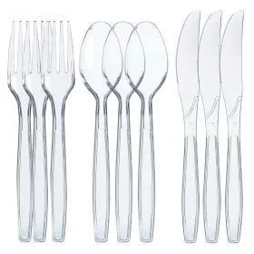 Prestee 819796026121 300 Plastic Silverware Set Silver Utensils Disposable Flatware With