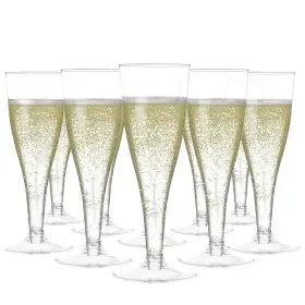 Prestee 819796026244 Clear Plastic Champagne Glasses 100 Pieces Disposable Flutes For Parti