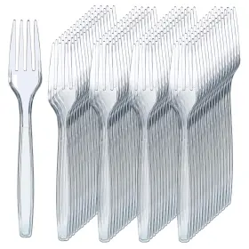 Prestee 819796026428 300 Count Disposable Plastic Forks - Silverware Bulk Set He