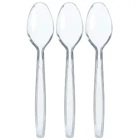 Prestee 819796026435 300 Clear Plastic Spoons Bulk - Silverware Spoon Hea