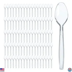 B0cbl5s3r4 Prestee 500 Heavy Duty Clear Plastic Spoons - 6 Inch Disposable Cutlery For Events