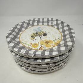 Primitives By Kathy 112026 Bumblebee Disposable 7 Inch Paper Plates 8 Sm Dessert 5 Packs