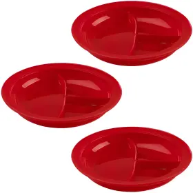 Psc993rb Providence Spillproof Partitioned Plate - 9 Inch Red 3-pack