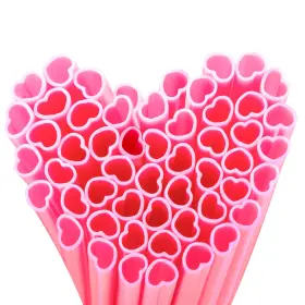 Xg06 Prurex 50pcs Heart Shaped Pink Straws 8mm Individually 50 Pcs