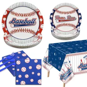 Ptecdrots 624153854930 Baseball Party Decorations - 81pcs Plates And Napkins Sets Tableclo