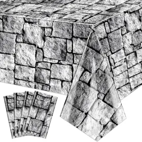 Ptecdrots 624153855340 4pcs Stone Wall Tablecloths Cobblestone Rectangular Table 51 X 86inch